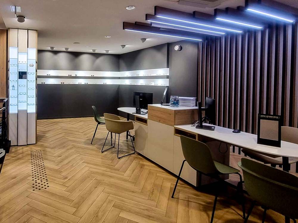 Parquet en revêtement de sol chez un opticien